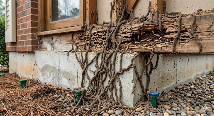 termite mud tubes on foundation severe infestation
