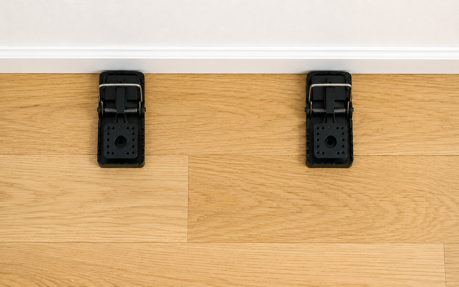 Correct rat trap placement perpendicular to wall with trigger facing out
