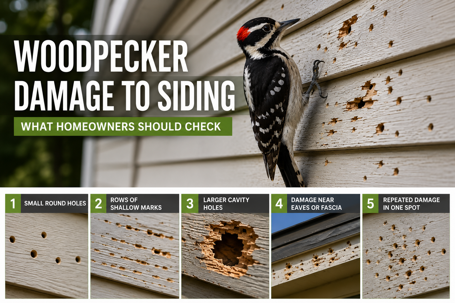 Types of Woodpecker Damage to Siding
