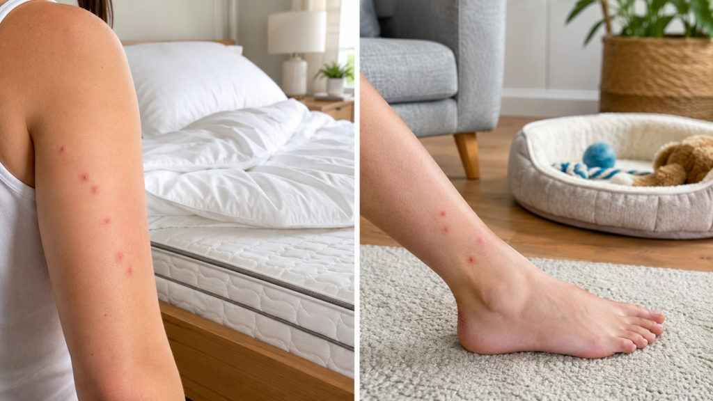 Bed bug bites vs flea bites comparison