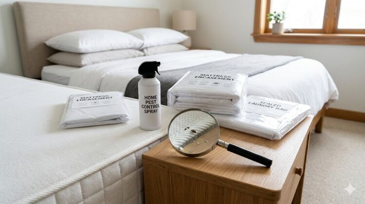 Bedroom mattress inspection for bed bugs