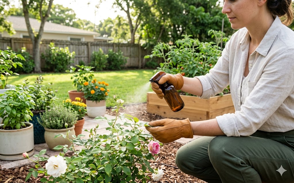 Using neem oil on garden plants
